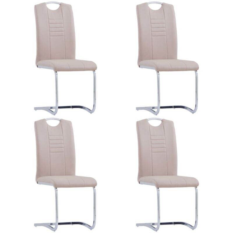 

vidaXL Sillas de Comedor Voladizas 4 Unidades Cuero Sintético Capuchino - Marrón