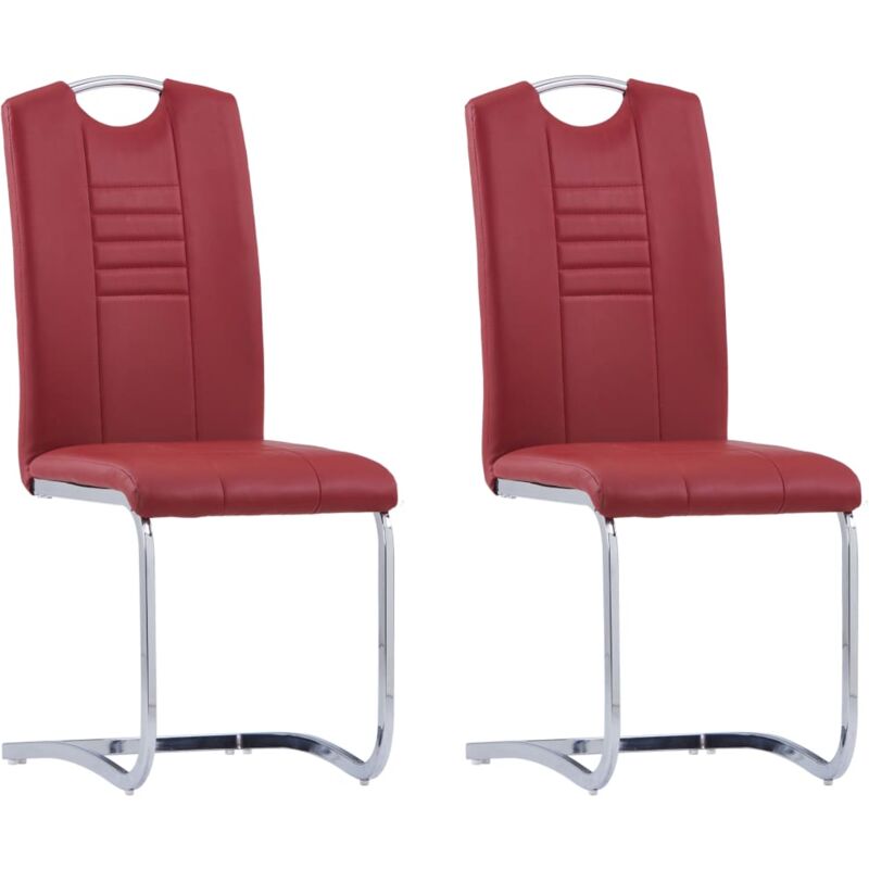 

vidaXL Sillas de Comedor Voladizas 2 Unidades Cuero Sintético Rojo - Rojo