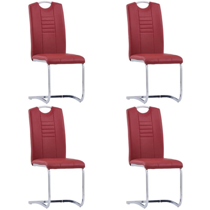 

vidaXL Sillas de Comedor Voladizas 4 Unidades Cuero Sintético Rojo - Rojo