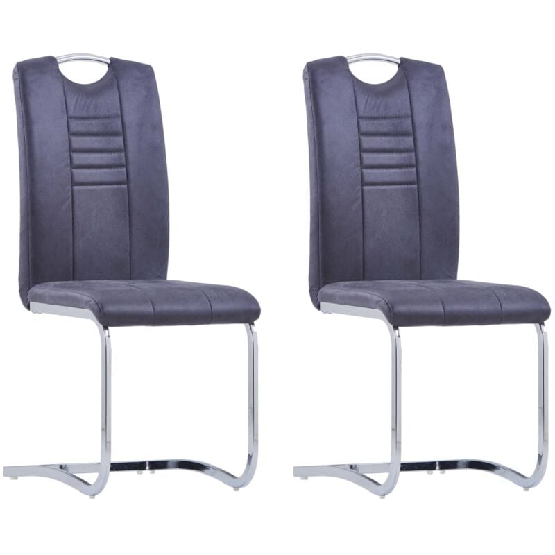 

vidaXL Sillas de Comedor Voladizas 2 Unidades Piel de Ante Artificial Gris - Gris