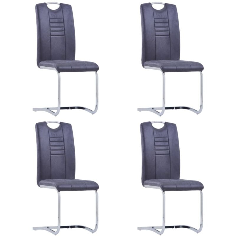 

vidaXL Sillas de Comedor Voladizas 4 Unidades Piel de Ante Artificial Gris - Gris
