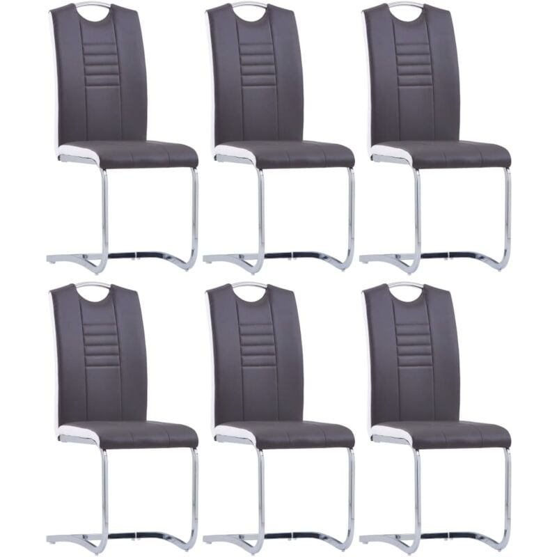 

vidaXL Sillas de Comedor Voladizas 6 Unidades Cuero Sintético Gris - Gris