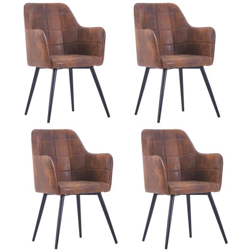 

vidaXL Sillas de Comedor Piel de Ante Artificial 4 Unidades Marrón - Marrón