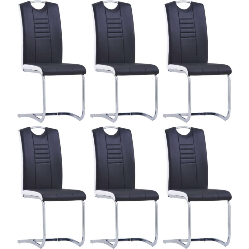 

vidaXL Sillas de Comedor Voladizas 6 Unidades Cuero Sintético Negro - Negro