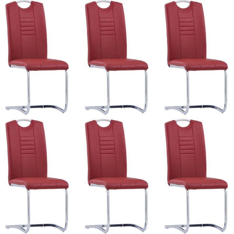 

vidaXL Sillas de Comedor Voladizas 6 Unidades Cuero Sintético Rojo - Rojo