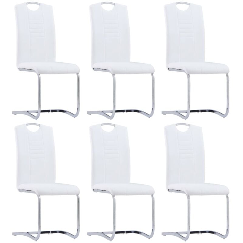 

vidaXL Sillas de Comedor Voladizas 6 Unidades Cuero Sintético Blanco - Blanco