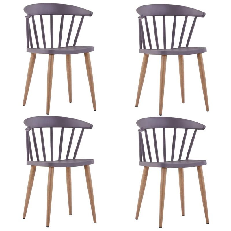 

Sillas de comedor 4 unidades plástico y acero gris
