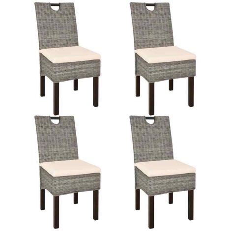 Sillas de comedor 4 unidades ratán kubu madera de mango