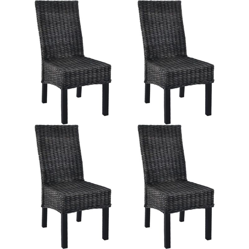 

Sillas de comedor 4 unidades ratán Kubu y madera mango negro