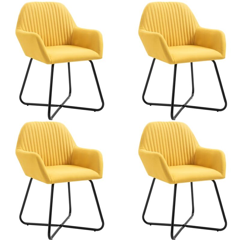 

Happyshopping - Sillas de comedor 4 unidades tela amarillo
