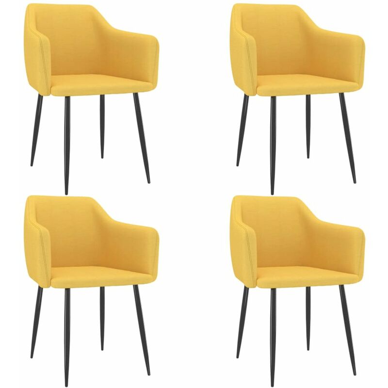 

Happyshopping - Sillas de comedor 4 unidades tela amarillo