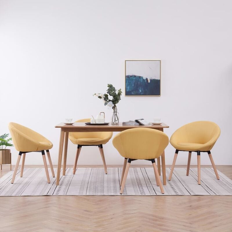 

Sillas de comedor 4 unidades tela amarillo