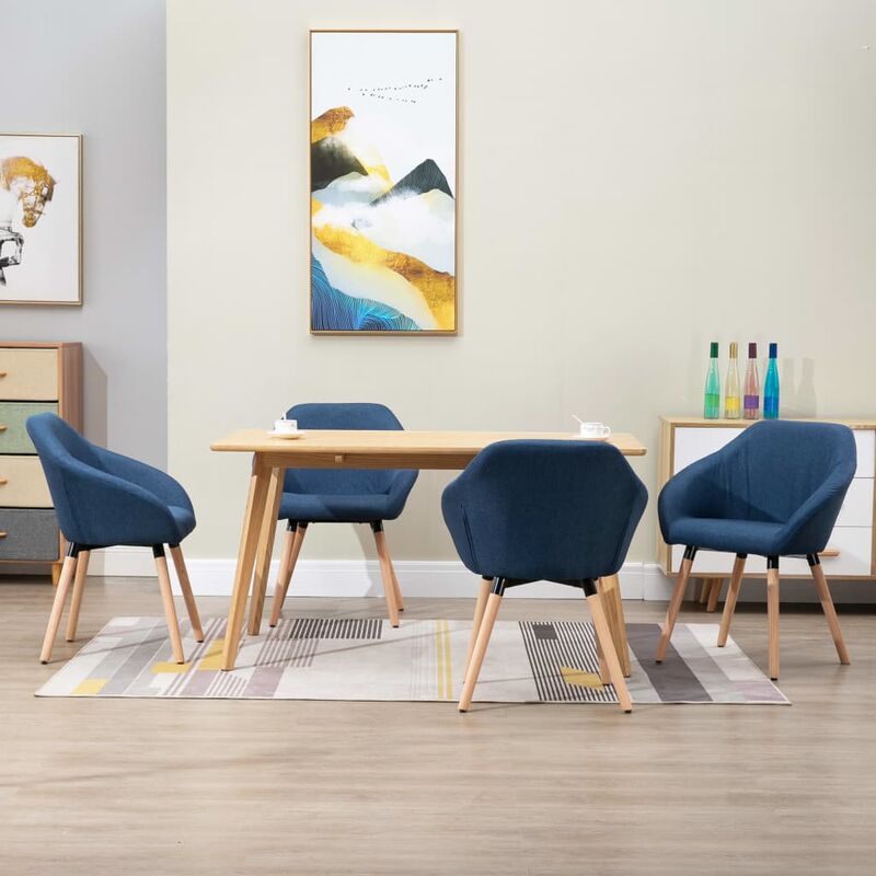 

Sillas de comedor 4 unidades tela azul
