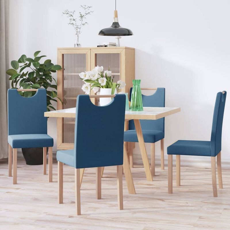 

Sillas de comedor 4 unidades tela azul
