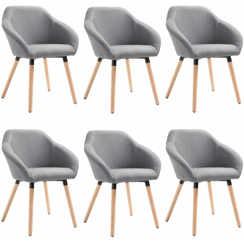 

vidaXL Silla de Comedor de Tela 6 Unidades Gris Claro - Gris