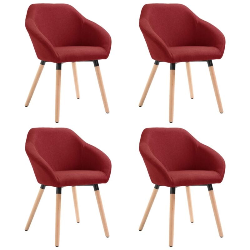 

Silla de Comedor de Tela 4 Unidades Vino Tinto - Rojo - Vidaxl