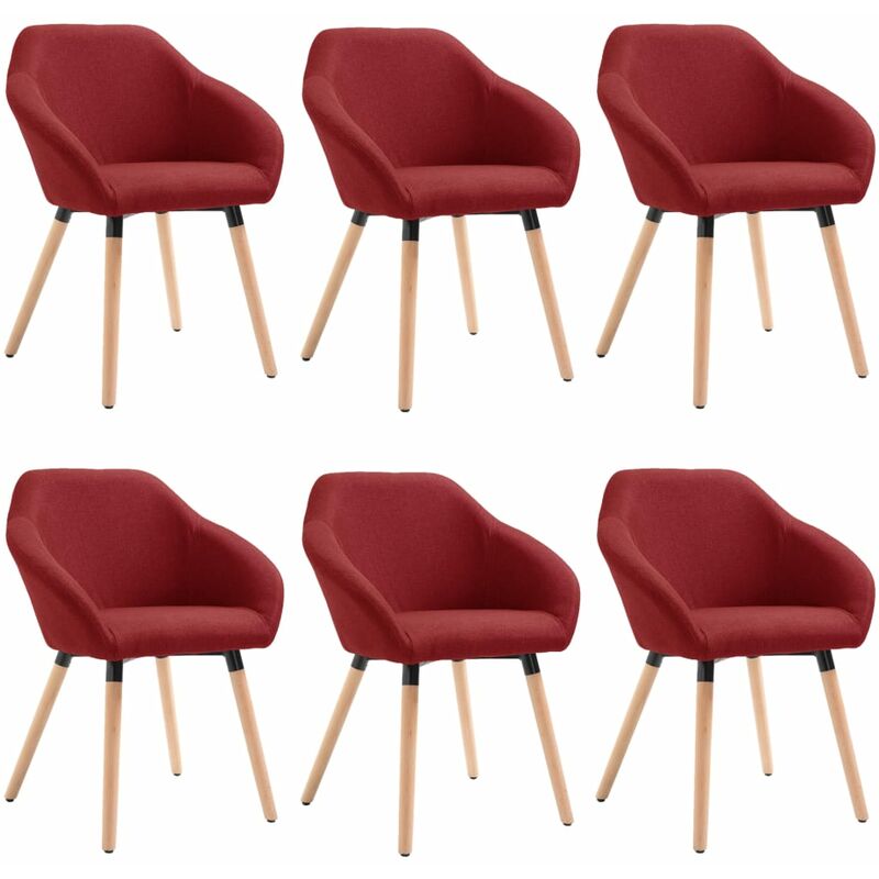 

Silla de Comedor de Tela 6 Unidades Vino Tinto - Rojo - Vidaxl