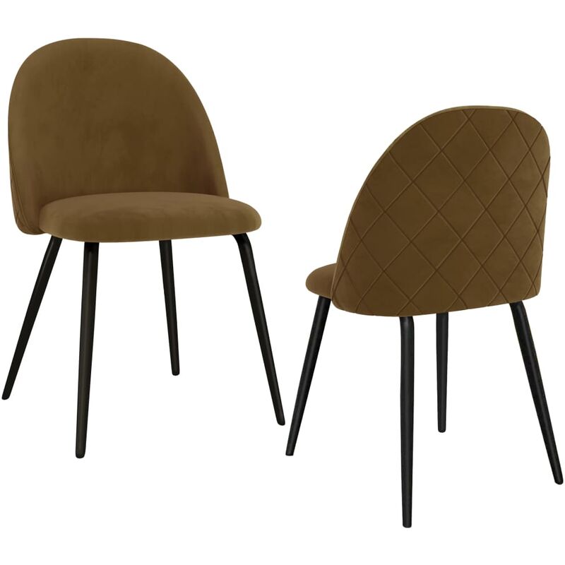 

vidaXL Sillas de Comedor de Tela 2 Unidades Marrón - Marrón
