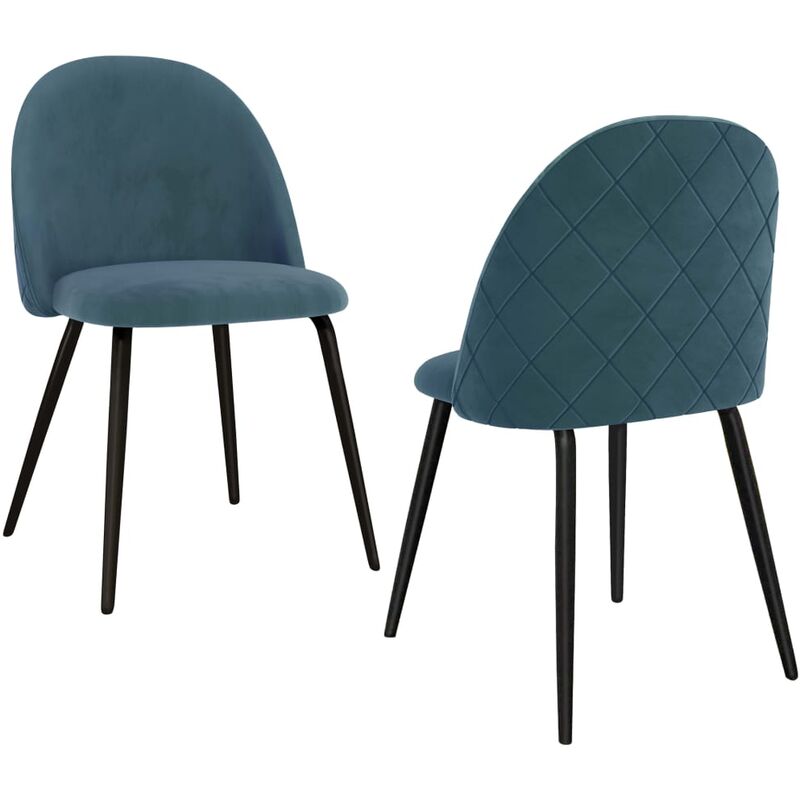 

vidaXL Sillas de Comedor de Tela 2 Unidades Azul - Azul