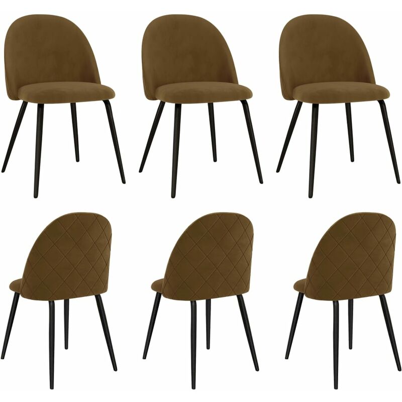 

Sillas de Comedor de Tela 6 Unidades Marrón - Marrón - Vidaxl