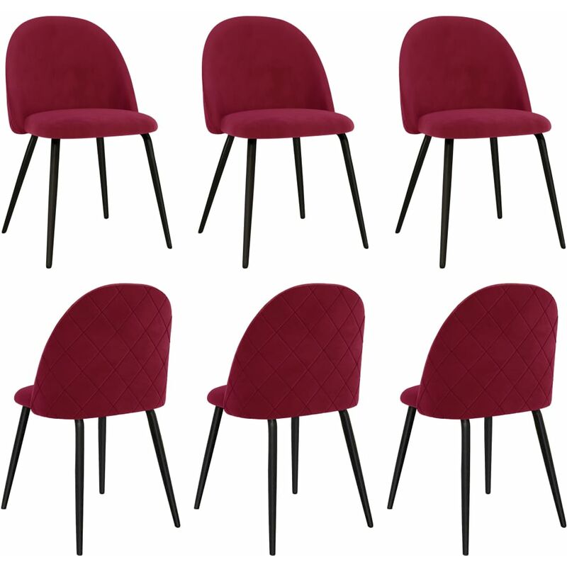 

vidaXL Sillas de Comedor de Tela 6 Unidades Color Vino Tinto - Rojo