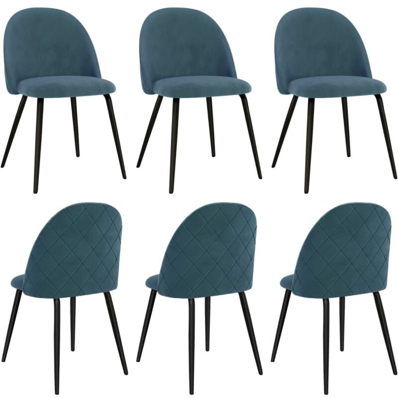 

Sillas de Comedor de Tela 6 Unidades Azul - Azul - Vidaxl