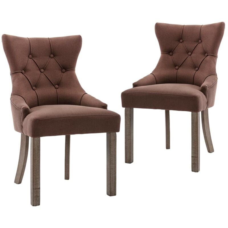 

vidaXL Sillas de Comedor de Tela 2 Unidades Marrón - Marrón