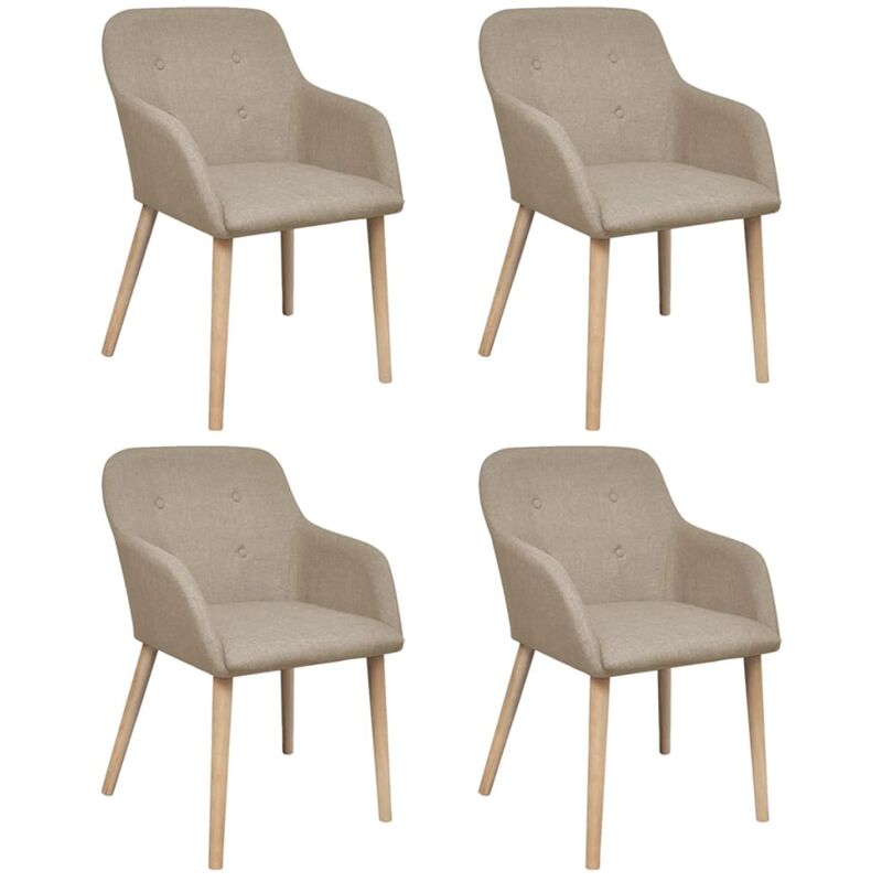 

Sillas de comedor 4 unidades tela beige y madera maciza roble - Beige