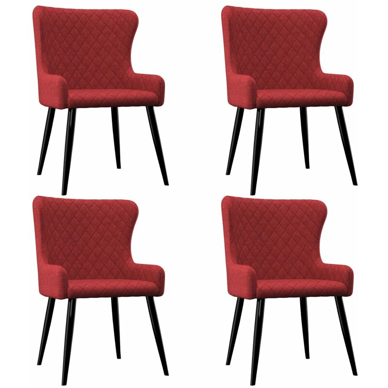 

Sillas de comedor 4 unidades tela burdeos - Rojo