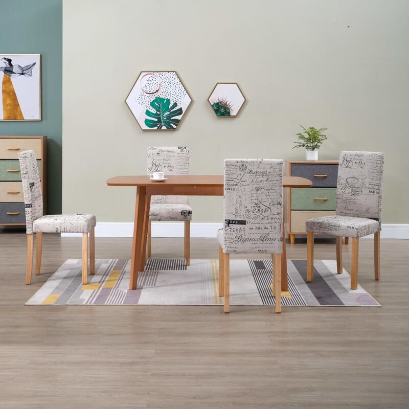 

Sillas de comedor 4 unidades tela color crema