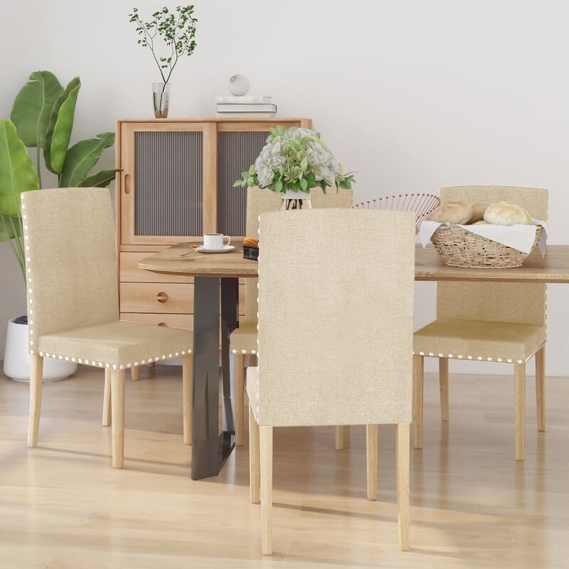 

Sillas de comedor 4 unidades tela color crema