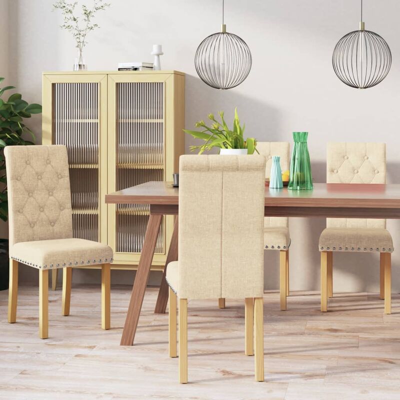 

Sillas de comedor 4 unidades tela color crema