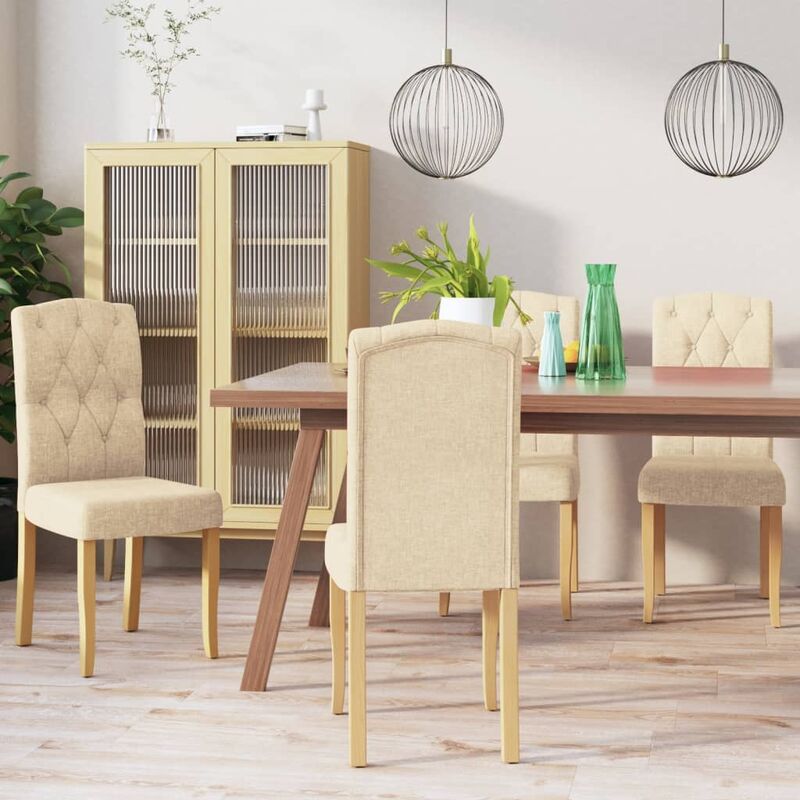 

Sillas de comedor 4 unidades tela color crema