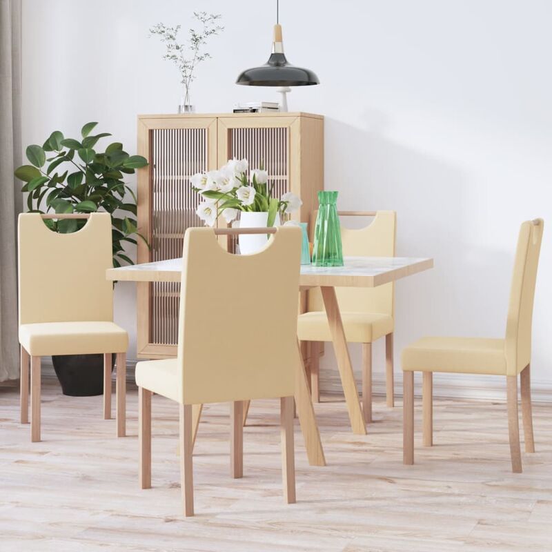 

Sillas de comedor 4 unidades tela color crema