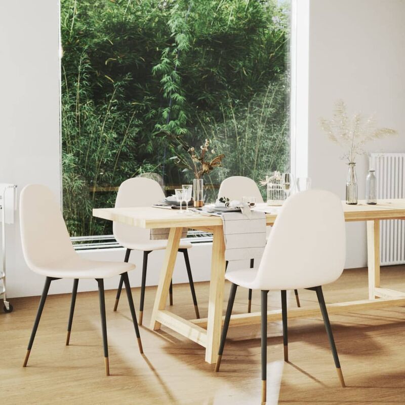 

Sillas de comedor 4 unidades tela color crema