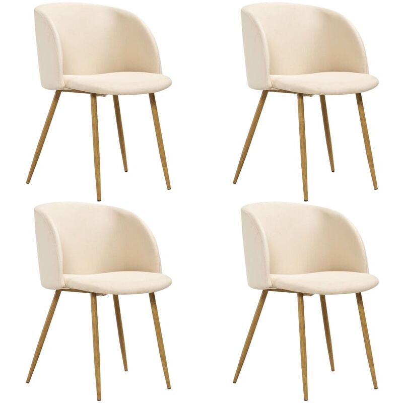 

Youthup - Sillas de comedor 4 unidades tela color crema - Crema