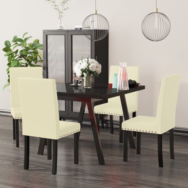 

Sillas de comedor 4 unidades tela color crema PVC