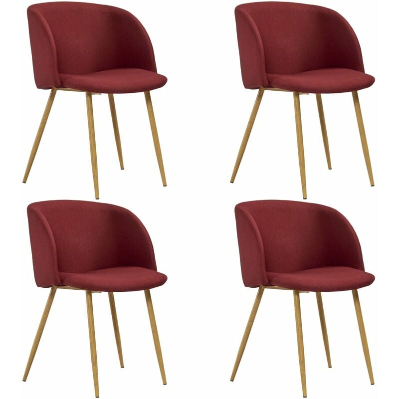 

Sillas de comedor 4 unidades tela color vino tinto