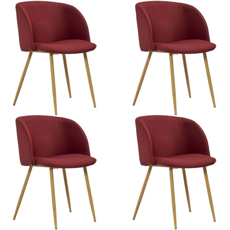 

vidaXL Sillas de comedor 4 unidades tela color vino tinto - Rojo