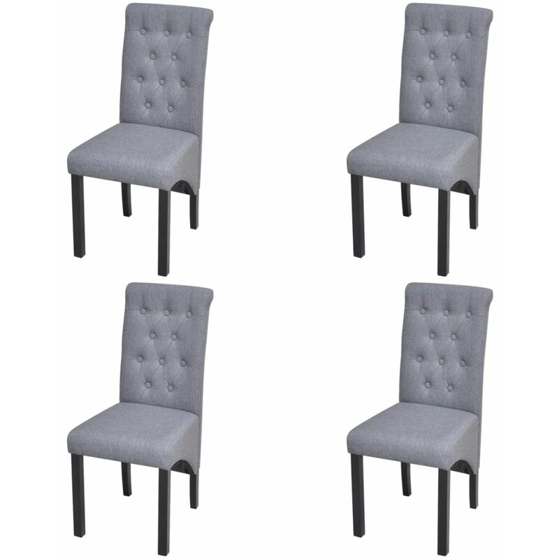 

Happyshopping - Sillas de comedor 4 unidades tela gris claro