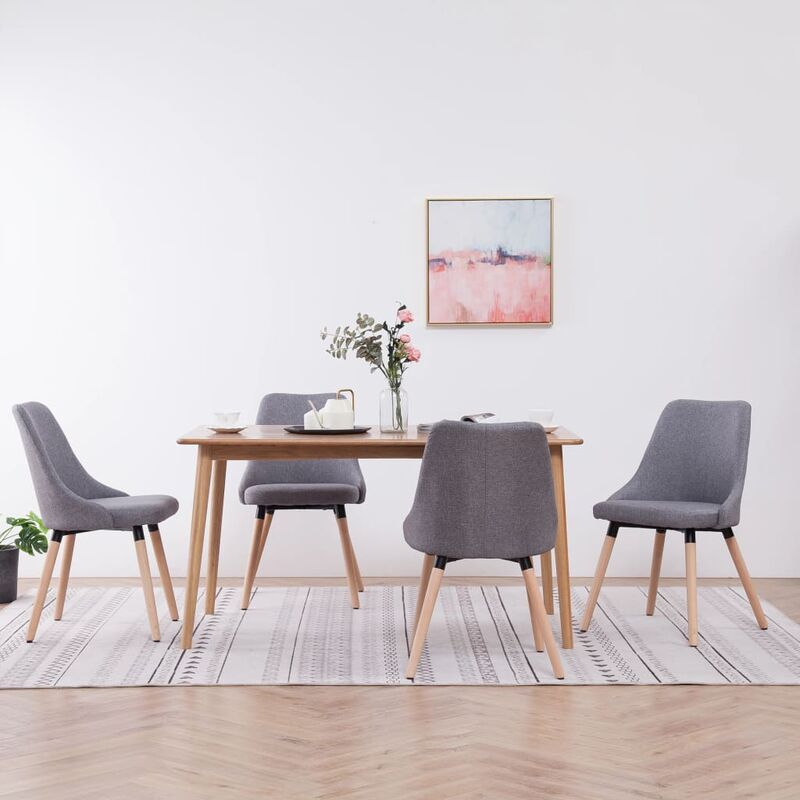 

Happyshopping - Sillas de comedor 4 unidades tela gris claro