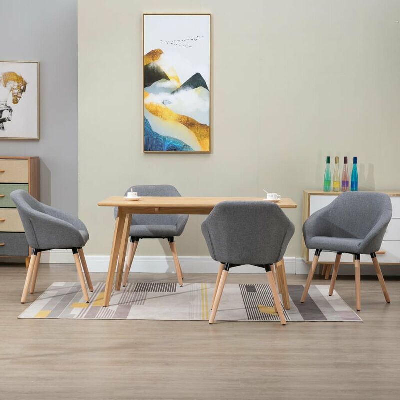 

Happyshopping - Sillas de comedor 4 unidades tela gris claro