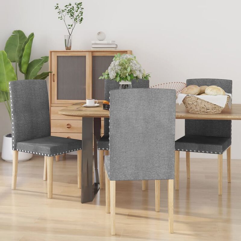 

Sillas de comedor 4 unidades tela gris claro