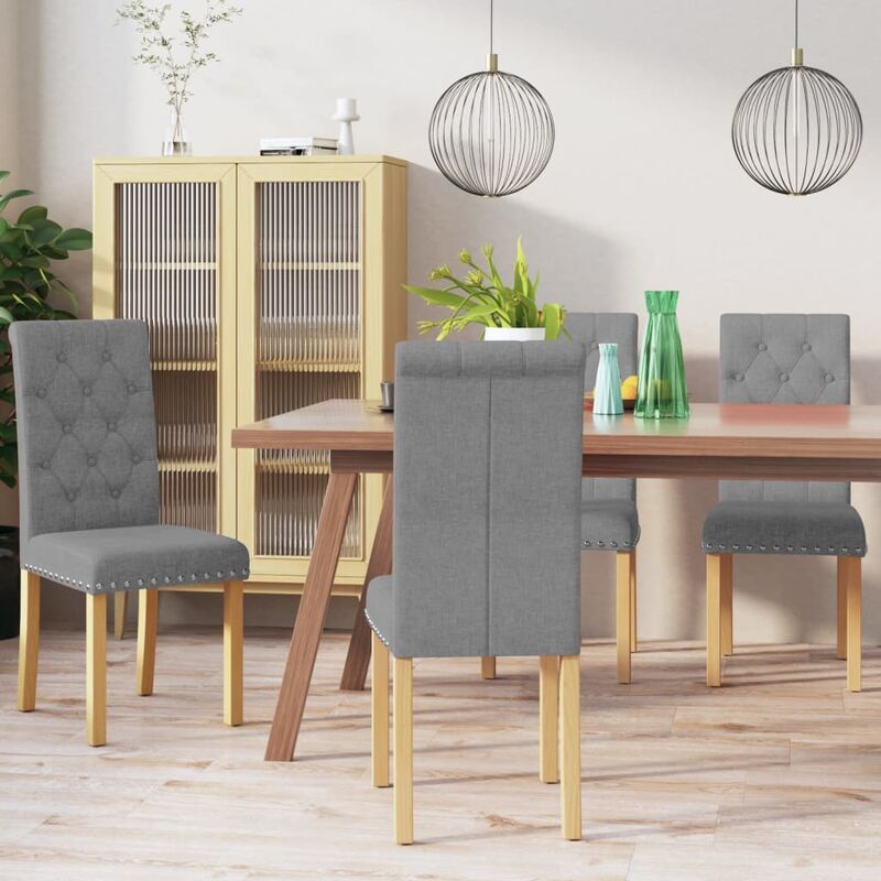 

Sillas de comedor 4 unidades tela gris claro
