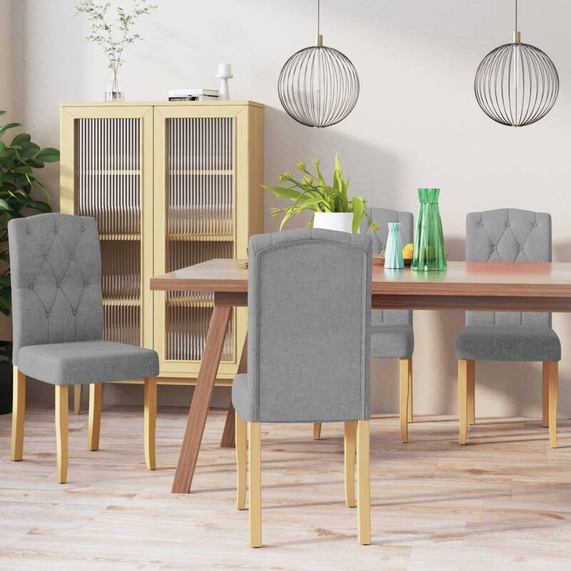 

Sillas de comedor 4 unidades tela gris claro