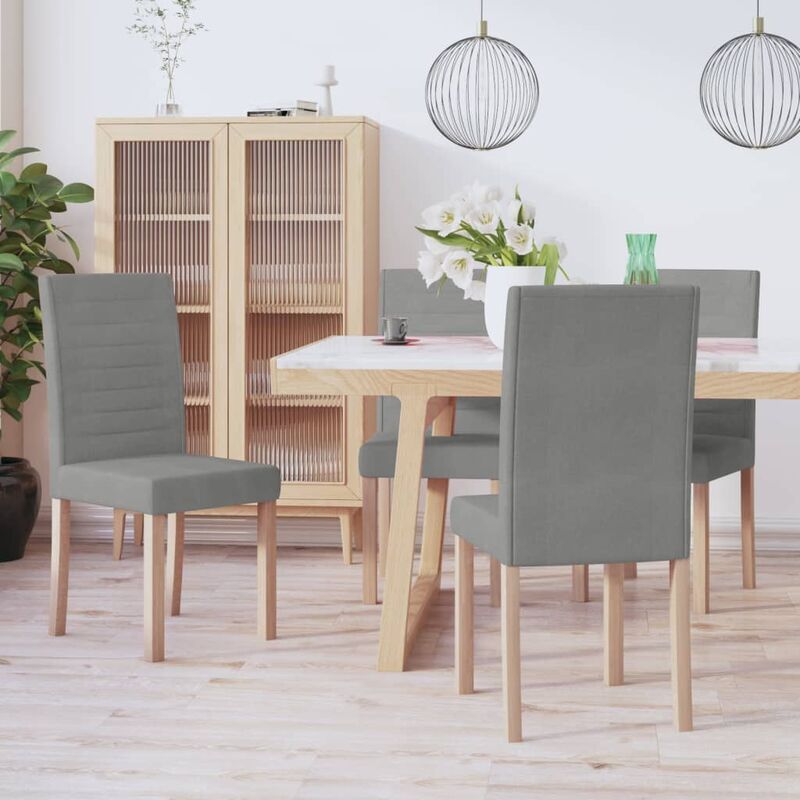 

Sillas de comedor 4 unidades tela gris claro