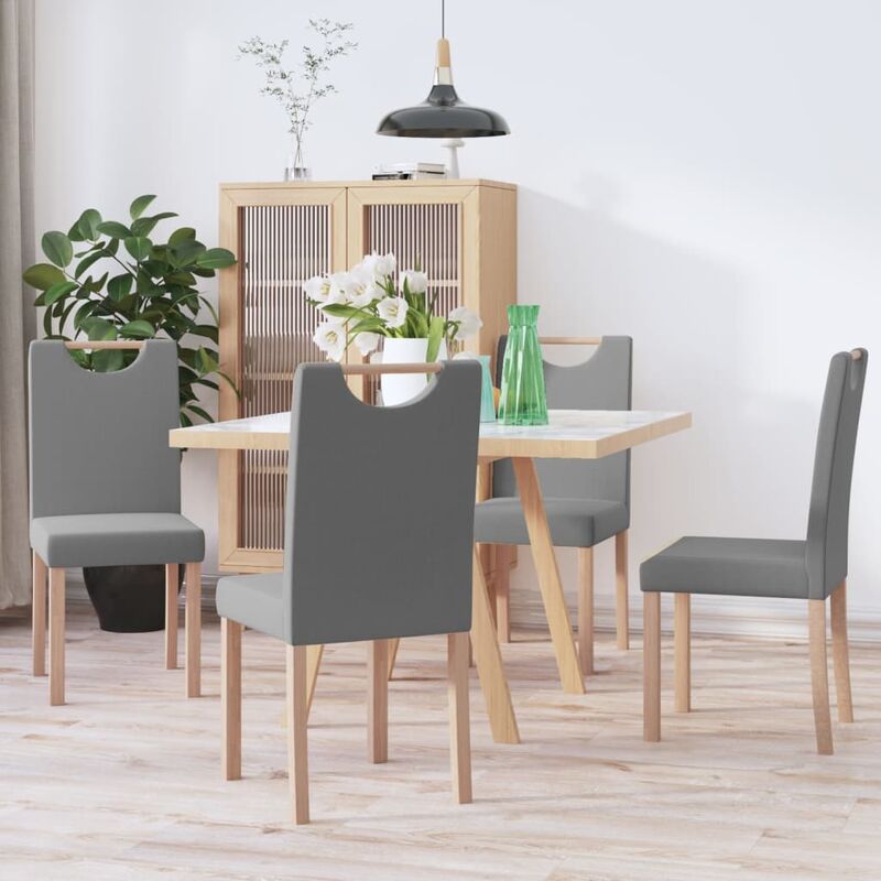 

Sillas de comedor 4 unidades tela gris claro