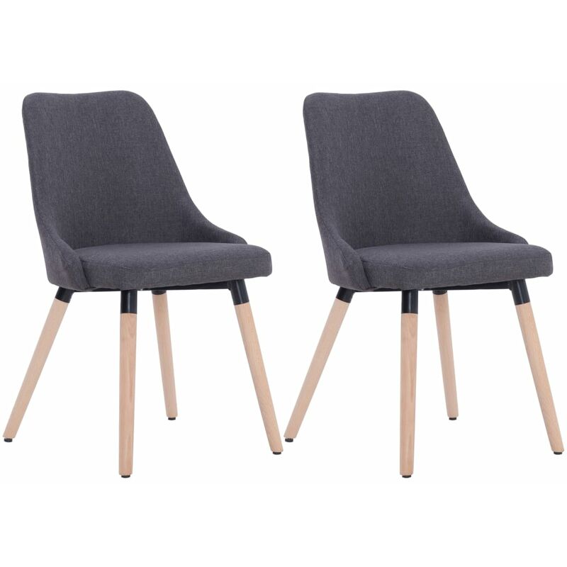 

vidaXL Sillas de Comedor Tela 2 Unidades Gris Oscuro - Gris