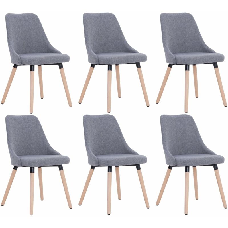 

vidaXL Sillas de Comedor Tela 6 Unidades Gris Claro - Gris
