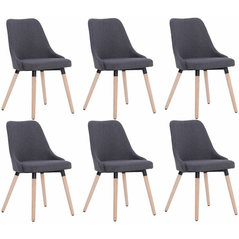 

Sillas de Comedor Tela 6 Unidades Gris Oscuro - Gris - Vidaxl
